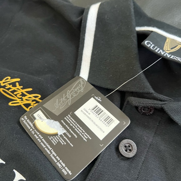 NWT Guinness Polo Shirt Men's M Black Ireland Beer Harp 50th anniversary limited - Picture 8 of 9